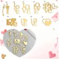 Détails de topper de gâteau LOVE en acrylique doré, idéal pour la Saint-Valentin. - 29 Hauteur d'environ 5 cm