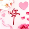 Gateau topper en acrylique rouge Happy Valentines Day pour decoration de fete romantique. - Cœur-LOVE Rouge