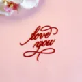 Détail de topper de gâteau love you en acrylique rouge, déco romantique Saint Valentin. - Cercle Love You (Rouge Vif)