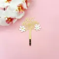 Ακριλικό cake topper Best Mum Ever με λευκά λουλούδια για διακόσμηση τούρτας. - Λουλούδια διπλής στρώσης χρυσό + λευκό