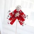 Red Velvet Christmas Tree Cake Topper with Crystal Flower and Silver Star Garland - Finished Product (Without Light)