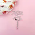Ασημένιο glitter Happy Mother's Day topper τούρτας από ακρυλικό σε ροζ φόντο λεπτομέρεια. - Κορδέλα διπλής στρώσης χαρούμενη Ημέρα της Μητέρας ροζ χρυσό + ροζ γκλίτερ