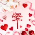 Cake topper Saint Valentin acrylique rouge coeur decoration gateau romantique chic - Flèche - Rouge