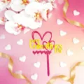 Décoration de gâteau en acrylique pour la Saint-Valentin avec cœur rose et texte doré. - Lettres de Cœur Double Couche - Or Rouge Rose