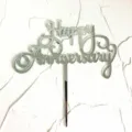Silver acrylic Happy Anniversary cake topper for wedding party and romantic celebration - 85th Anniversary Silver