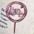 Rosa acrilico feliz cumpleanos adorno de tarta con corazones, estilo ins decoracion detalle. - Rojo Rosa Espejo