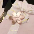 Rose gold acrylic flower cake topper for Happy Women's Day party dessert decoration - Happy Womens Day Engraved Flower 2 Rose Gold (Diameter Approx 4.5CM)