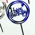 Adorno para tarta Happy Birthday de acrílico azul diseño corazón multi círculo - Azul Real Espejo