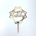 Χρυσό καθρέφτης ακρυλικό Happy Birthday τοππερ κέικ γεωμετρική διακόσμηση πάρτι - Τετράγωνο