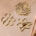 Gold acrylic flower cake topper, variant set of 3 floral decorations for cup cakes. - Acrylic Flower 3-Piece Set 2 (Diameter Approx 4CM)