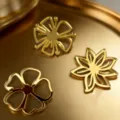 Gold flower cake topper set for womens day mothers day party dessert decoration 3pcs - Acrylic Flower 3-Piece Set 3 (Diameter Approx 4CM)