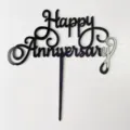 Acrylic Happy Anniversary cake topper for romantic wedding celebration party decorations. - 85th Anniversary - Black