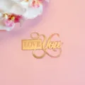 Topper de gateau en acrylique dore LOVE You pour decoration de fete de Saint Valentin - Estampé Or Rose Love You