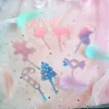 Laser acrylic Christmas cake toppers set, cute holiday party dessert decorations for baking. - Iridescent Acrylic 7-Piece Set