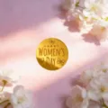 Gold Women's Day Acrylic Cake Topper, Happy Women's Day Cupcake Decor for Party - Happy Women's Day Gold Disk 3 (Width Approx 5cm)