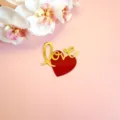 Acrylic Love Heart Cake Topper Gold Cursive Valentine Day Party Cake Decoration - Love Heart Double Layer Red And Gold