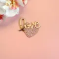 Acrylic Love Cake Topper Glitter Pink Heart Gold Script Cake Decoration Party Supplies - Love Heart Double Layer Glitter Pink And Rose Gold