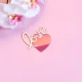 Valentine's day love acrylic cake topper pink mirror heart dessert decoration party supplies - Love Heart Double Layer Silver And Mirror Rose Red