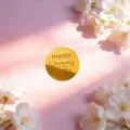 Golden acrylic Happy Women's Day cake topper, perfect for party baking and dessert decor. - Happy Women's Day Gold Disk 5 (Width Approx 5cm)