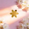 Gold acrylic Happy Women's Day flower cake topper for baking party dessert decoration. - Happy Women's Day Gold Flower (Width Approx 5cm)