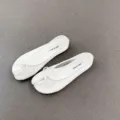 Women's white tabi ballet flats with mesh splicing and cute bow detail for summer chic style. - 35 / White