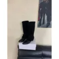 Γαλλικές μυτερές western cowboy μπότες μεσαίας γάμπας slouch γυναικεία μαύρα παπούτσια - 35 / Μαύρο