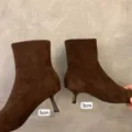 Elegantly crafted brown suede pointed toe ankle boots featuring 3cm and 5cm heel options. - 35 / Heel Height as Shown
