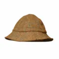 Tweed bucket hat for men and women, short brim brown check fisherman hat for daily sun protection. - Brown Plaid