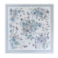 Elegante foulard quadrato in seta con stampa floreale e farfalle blu e bianco moda donna - Blu