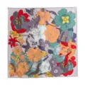 Foulard quadrato in vera seta da donna, elegante stampa floreale accessorio moda chic - Giglio Arancione