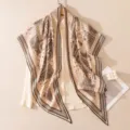 Klassisches beige Seide Wolle Dreiecktuch elegante Damen Herbst Winter Mode Schal - Doppelseitig Schwarz Kaffee Kleiner Paisley