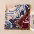 Luxuriöser 100% Seide quadratischer Schal mit elegantem abstrakten Print und geometrischem Rand. - FHZ26-90616-6 Handrolliert - Verschlungene Zweige & Blätter