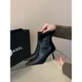 Botines negros de punta con tacón de aguja para mujer, elegantes botas cortas de estilo francés. - 35 / Negro