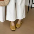 Women split toe Mary Jane shoes yellow leather casual slip on flats comfortable footwear 2026 - 35 / Yellow