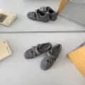 Zapatos planos Mary Jane con cordones grises para mujer, calzado casual elegante y chic. - 35 / Gris