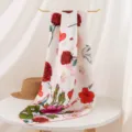 Luxury silk scarf for women, elegant white floral rose print square scarf, neckerchief. - 86*86cm / Fragrance on Hands