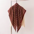 Luxury silk wool triangular scarf with burgundy plaid print, elegant fashion shawl for women. - Mini Plaid / Burgundy