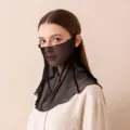 Mascarilla facial de protección solar de seda negra, cubierta de cuello transpirable mujer verano. - Talla única / Negro