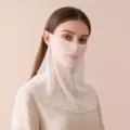 Mascarilla de protección solar de seda y cuello para mujer, variante de color liso transpirable. - Talla única / Blanco