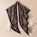 Luxury silk wool triangular scarf with classic paisley pattern, elegant windproof shawl for women. - Double-Sided Navy Red Paisley