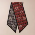 Chic tweed camellia print neck scarf variant, stylish contrast double-sided ribbon style. - Double Sided Woven Black Red Flower