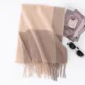 Classic British plaid wool winter scarf in beige and brown, warm and stylish variant. - Beige Coffee Plaid