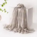 Nuova sciarpa a quadri in lana 100% leggera scialle climatizzato unisex elegante - Seta Argento Plaid Grigio