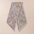 Eleganter sciarpa twilly in seta e lana con stampa cachemire vintage bicolore viola e blu. - Costina Blu Viola Eterocromatica