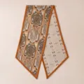 Sciarpa sottile vintage in seta e lana fantasia paisley elegante foulard twilly - Motivo Arancione Vintage Eterocromatico