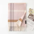 Sciarpa a quadri in cashmere di lusso per donna e uomo, calda sciarpa invernale elegante. - FHY25-7120-1 quadri rosa chiaro