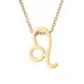 Collier pendentif zodiaque Lion en acier inoxydable doré, gros plan, détail poli lisse. - Zodiaque Lion