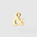 Gold ampersand symbol metal charm detail, DIY jewelry pendant accessory close up view - Ampersand Symbol Style / Steel