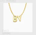 Collar de letras de burbuja de acero inoxidable dorado, joyería con colgante DIY personalizado. - 2 Letras/Accesorios / Dorado