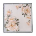 Elegante foulard quadrato in seta con stampa floreale da donna, sciarpa versatile chic. - Peonia Beige
